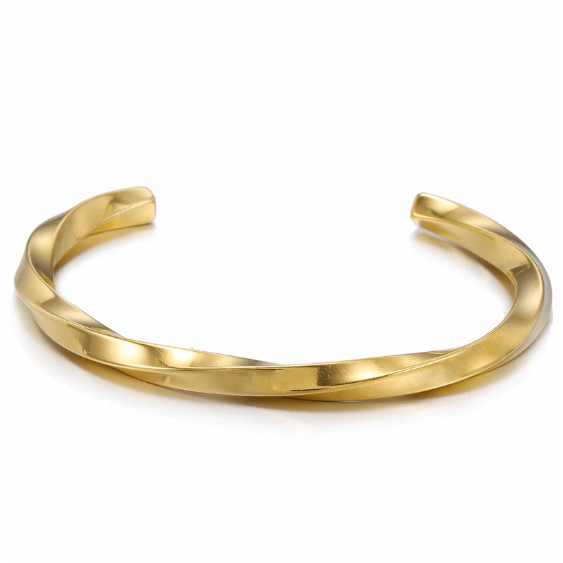 Wholesale Stainless Steel Open C Shape Twisted Line Bracelet